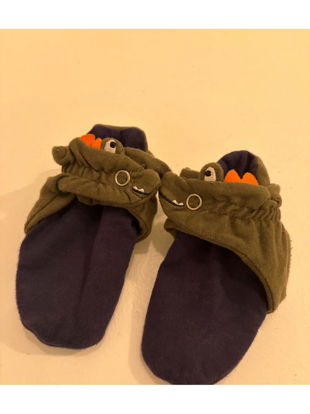 Robeez Baby Soft Sole Animal Slippers Green Navy 6–12 Months